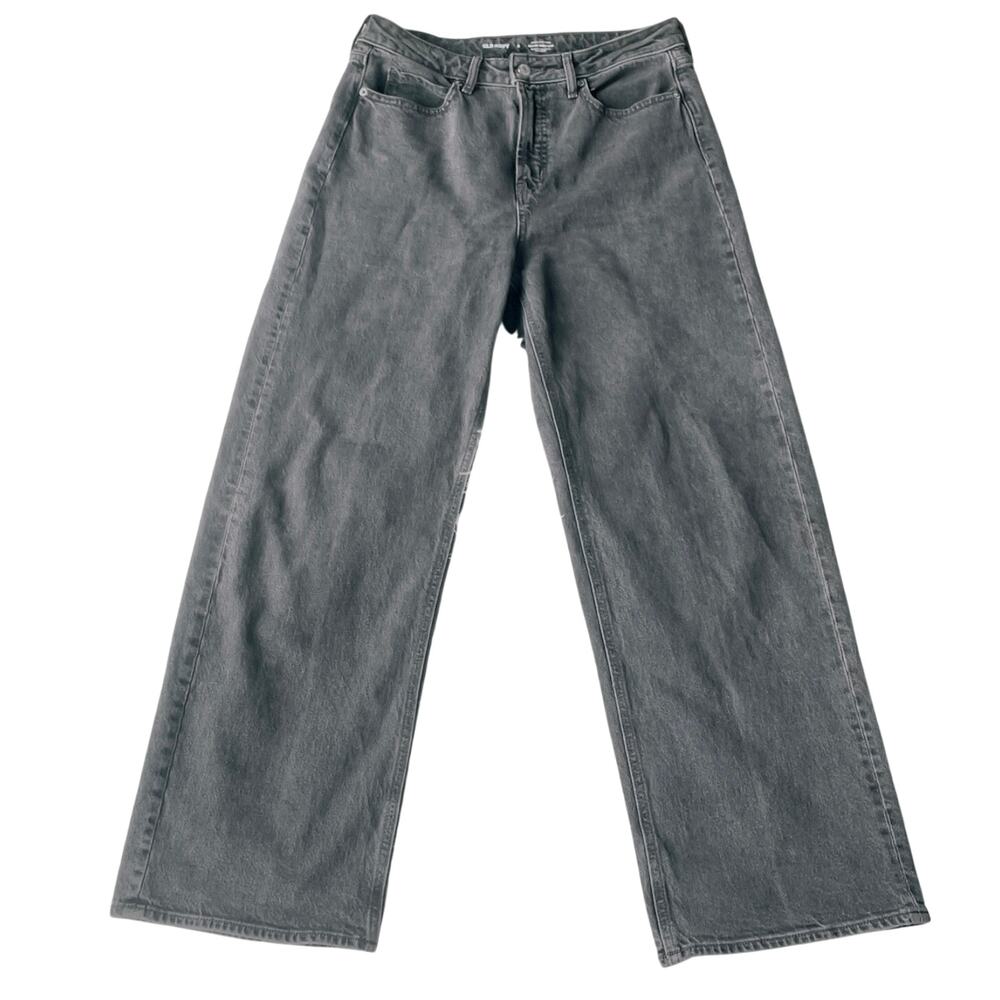 Women's Sky high Wide leg Extra high rise Old Navy jeans SZ 6 faded black denim